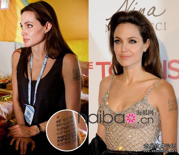 武汉纹身店为你揭秘安吉丽娜·朱莉 (Angelina Jolie) 左臂上第七