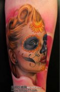一款男人喜欢的墨西哥美女死亡亡灵纹身图案