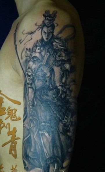 二郎神降龙纹身手稿内容图片分享