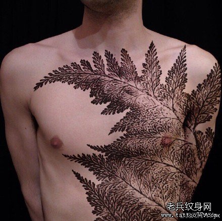 胸部霸气树纹身图案