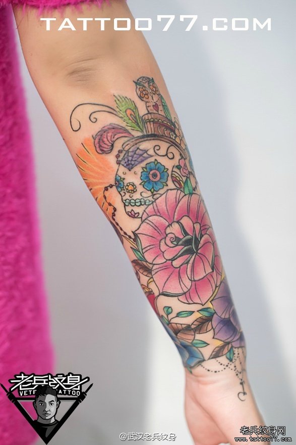 手部school女郎刺青图案作品