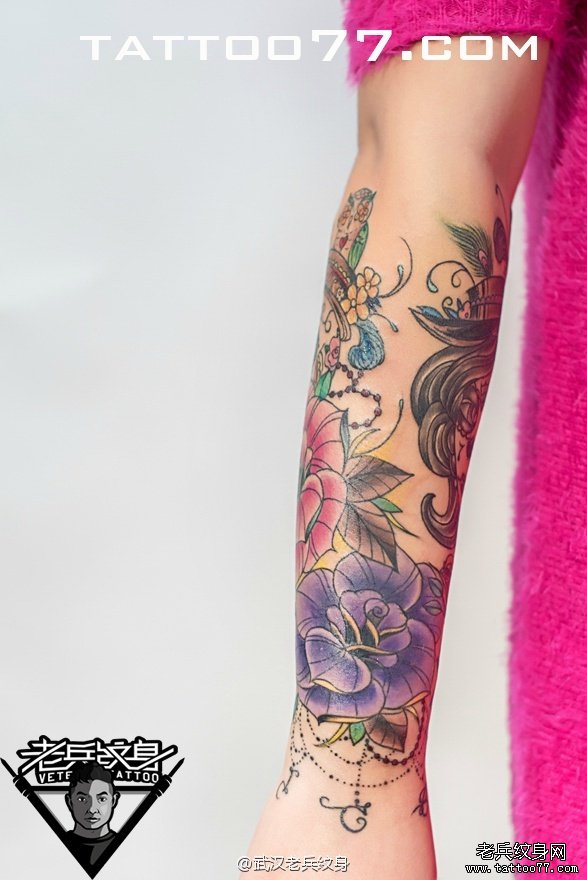 手部school女郎刺青图案作品
