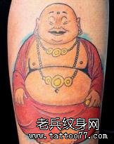 喜气洋洋的大肚佛纹身