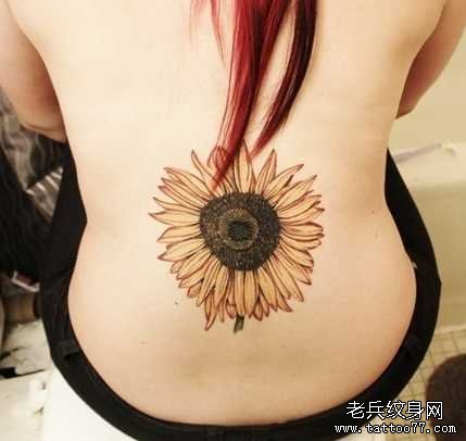 腰部向日葵纹身图案