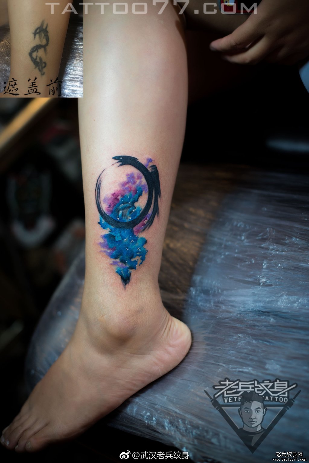 广州丁小姐脚踝处的猫头鹰纹身图案 - 广州纹彩刺青
