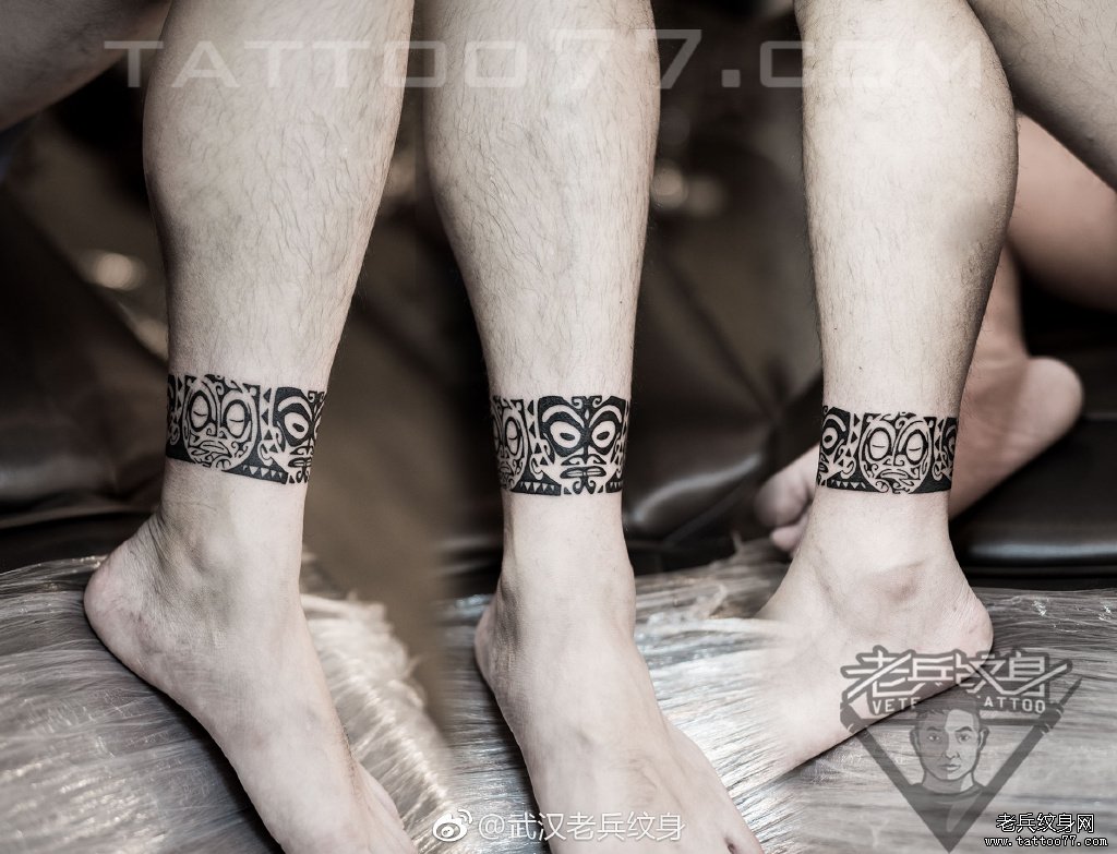 脚踝简单图腾脚环纹身图案 - 沈阳纹彩刺青
