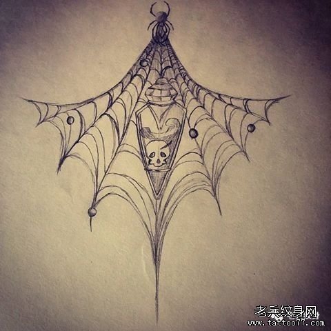 蜘蛛网纹身手稿图案