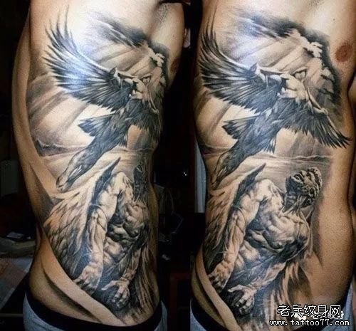 天道酬勤侧腰纹身内容图片分享