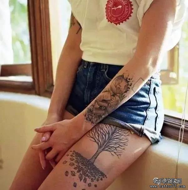 纹身素材第452期——性感花腿