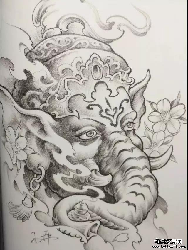 纹身素材第453期——象神
