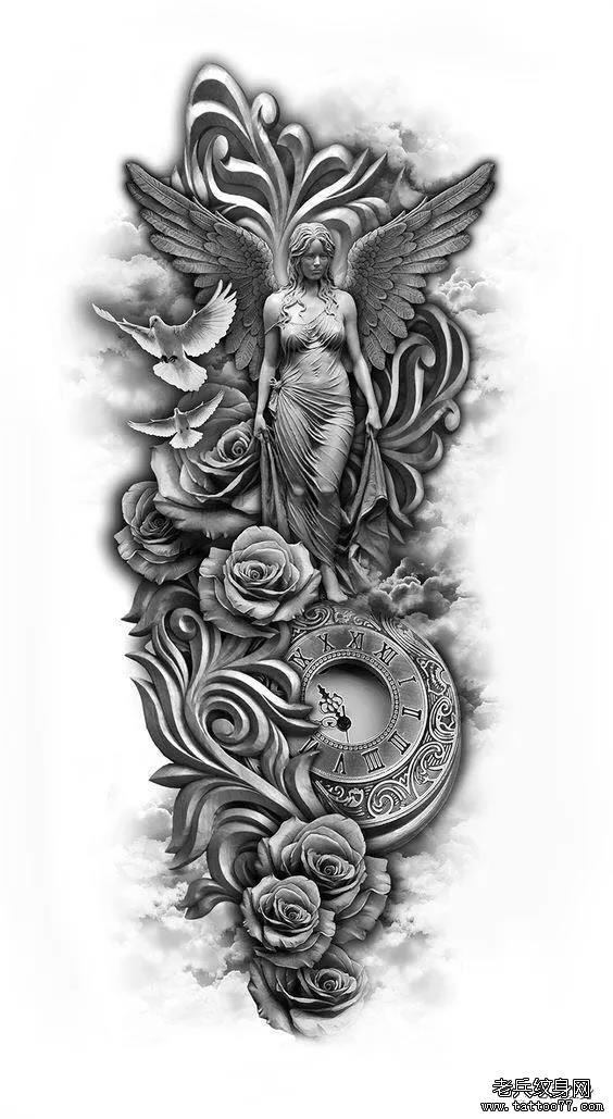 纹身素材第463期——欧美写实天使纹身