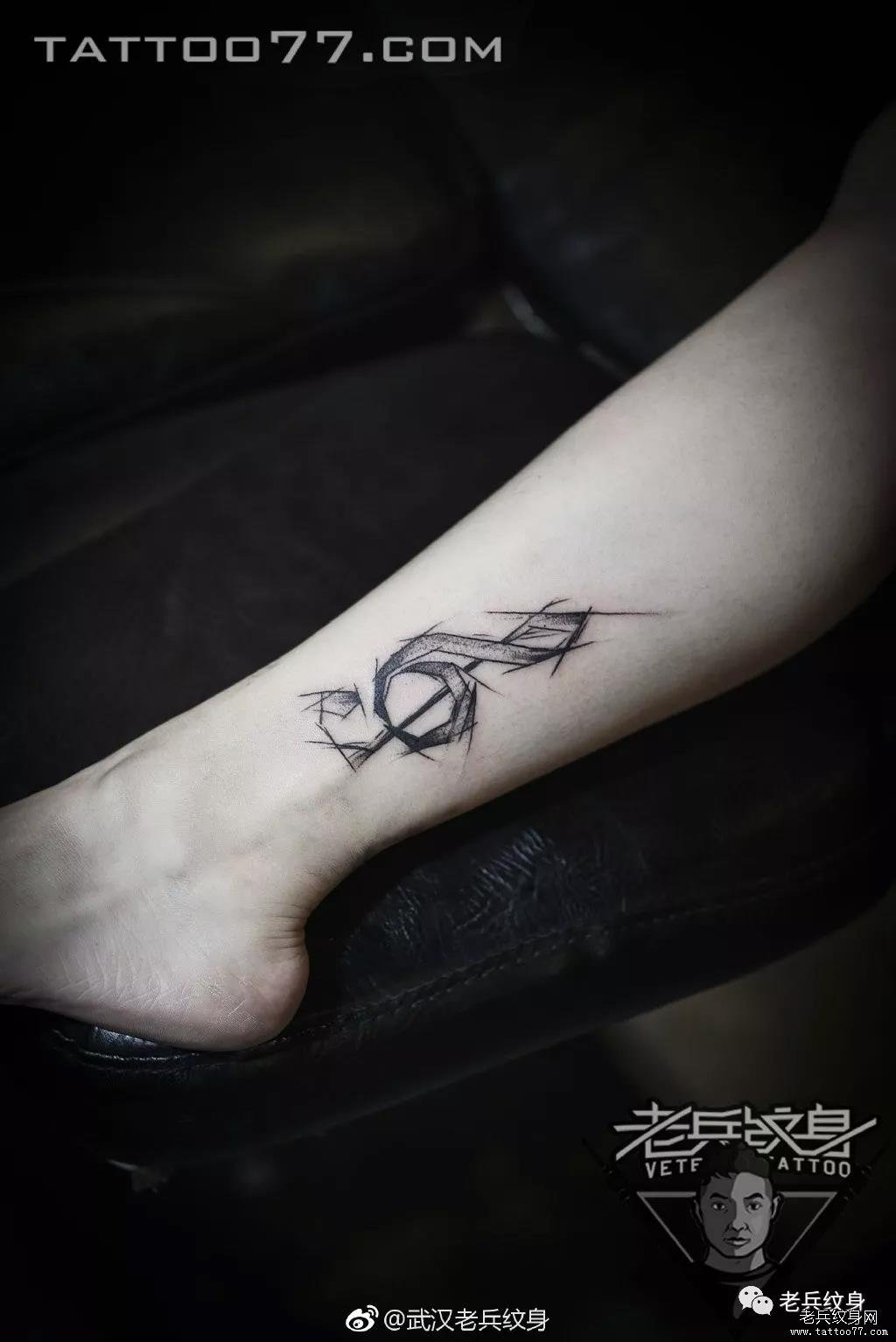 老兵纹身——脚踝部位黑白风作品篇