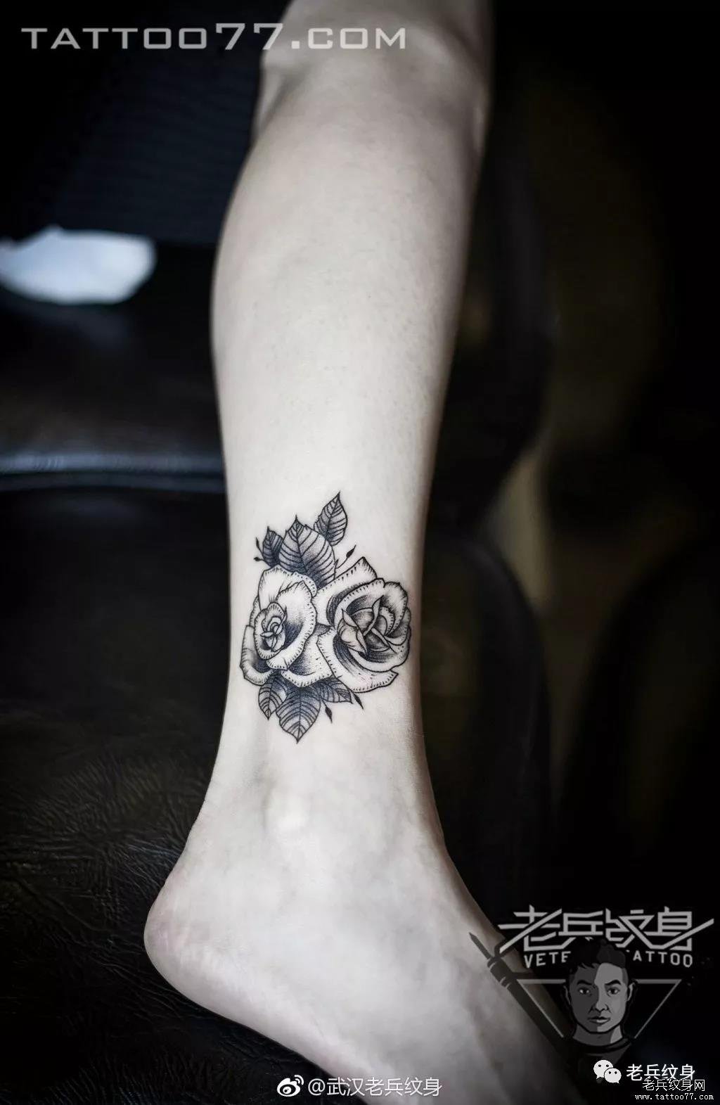 老兵纹身——脚踝部位黑白风作品篇