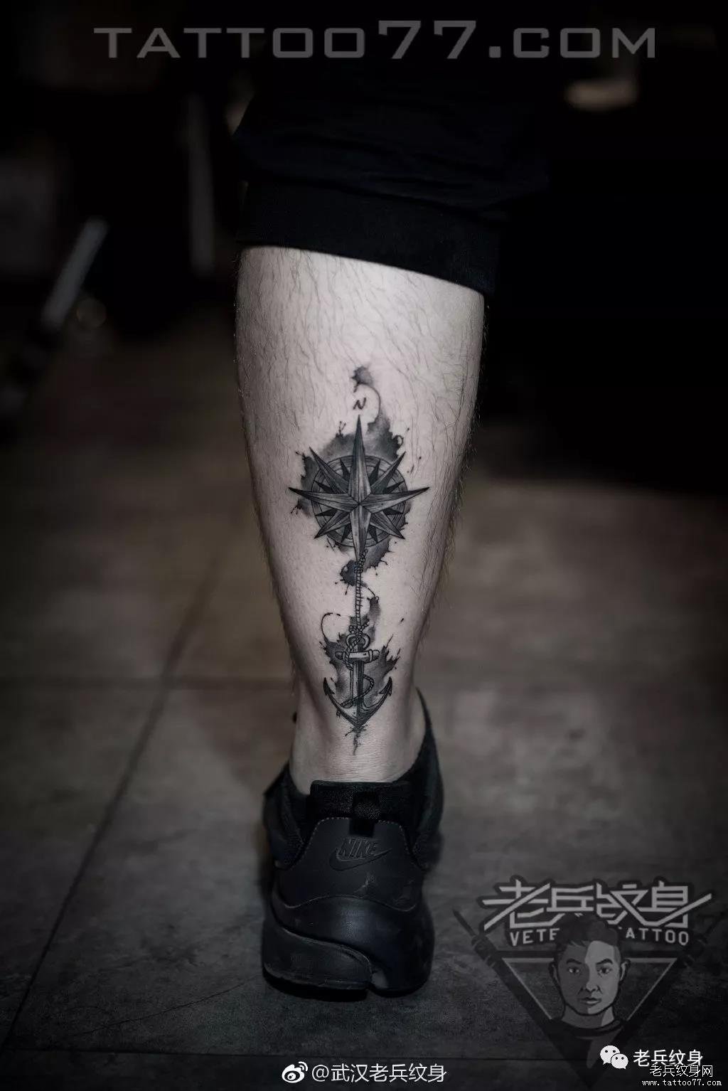 老兵纹身——脚踝部位黑白风作品篇