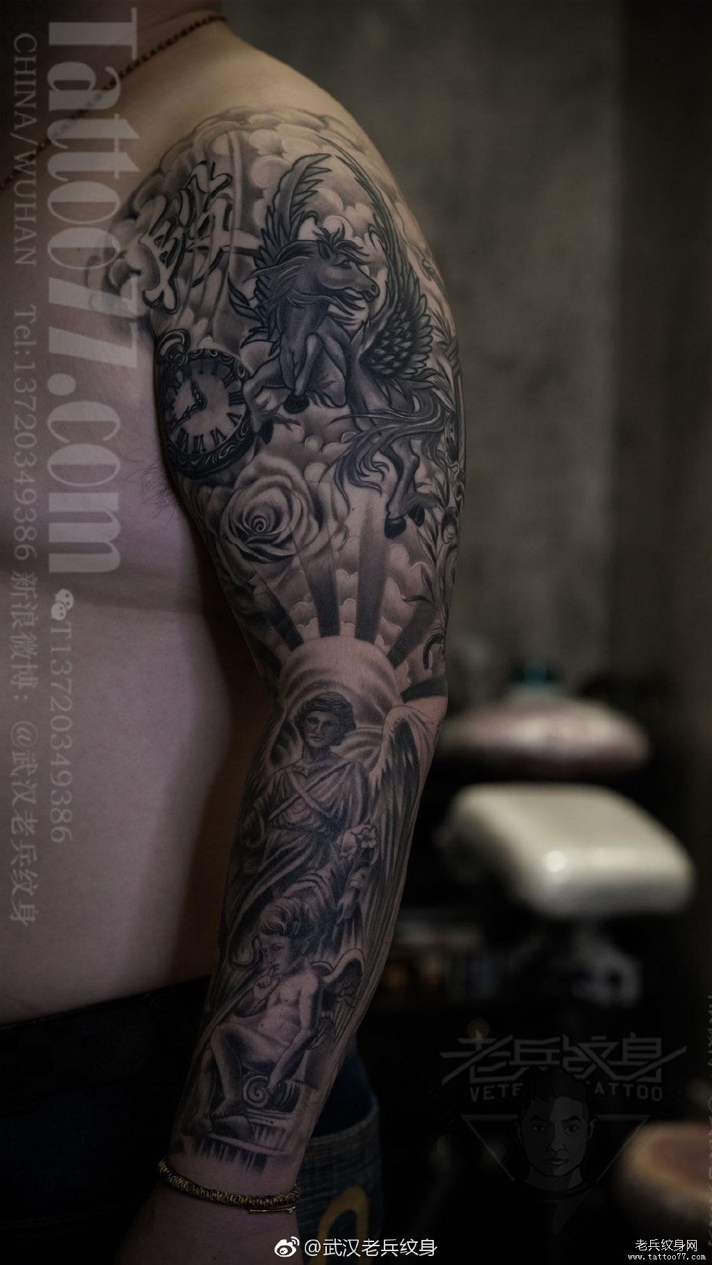 花臂麒麟纹身图案_上海纹身 上海纹身店 上海由龙纹身2号工作室