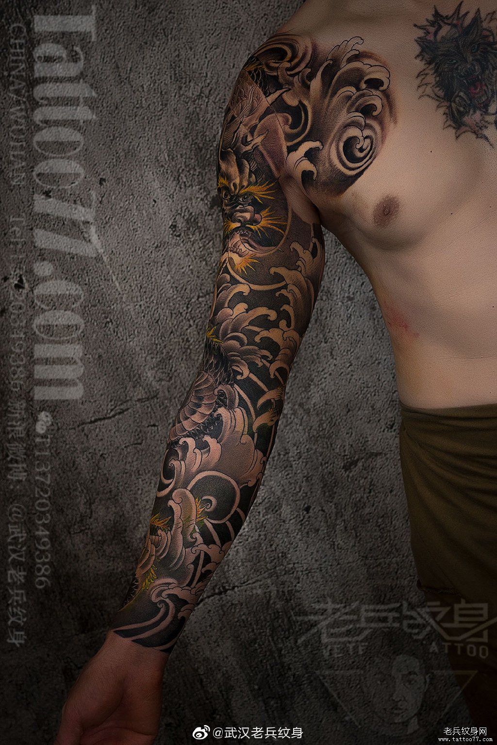传统花臂龙纹身作品（五）