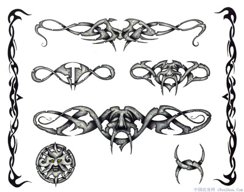 石化图腾纹身图片图案,适合做腰花臂环纹身.