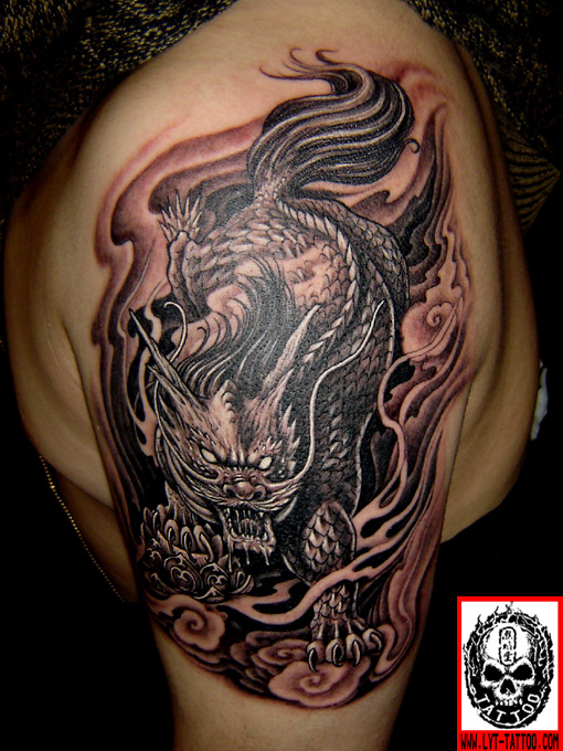 麒麟纹身图案:大臂麒麟纹身图案图片