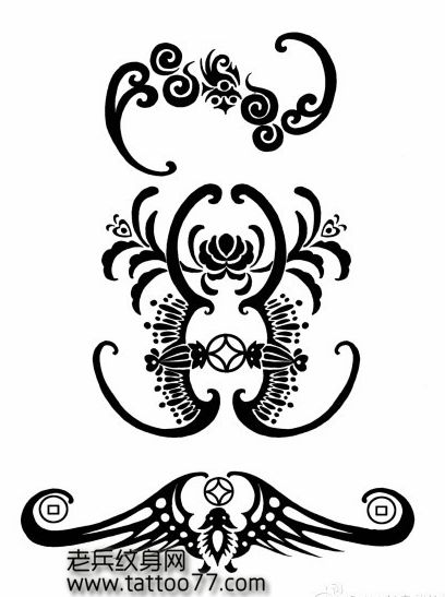 时尚流行的图腾蝙蝠纹身图案图片