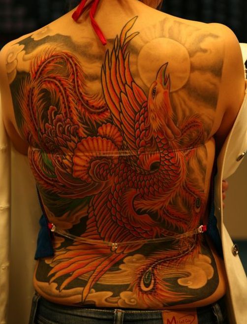 火凤凰满背纹身图案图片