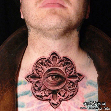 胸部天眼纹身图案
