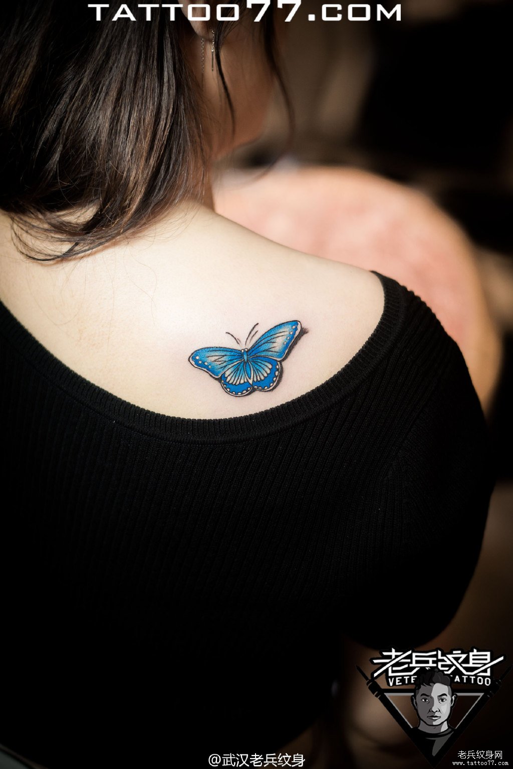 后背蝴蝶刺青图案作品