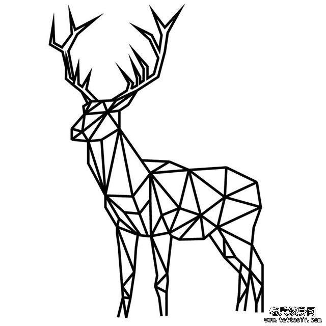 几何鹿纹身图案