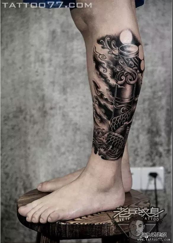老兵纹身店内【包小腿】作品欣赏~ 武汉纹身店       纹身图案大全