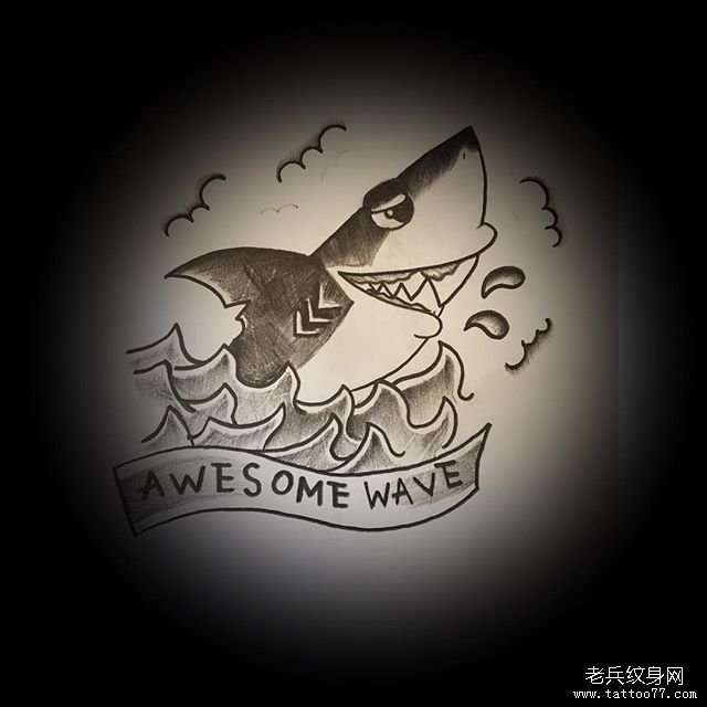 黑灰鲨鱼纹身图案