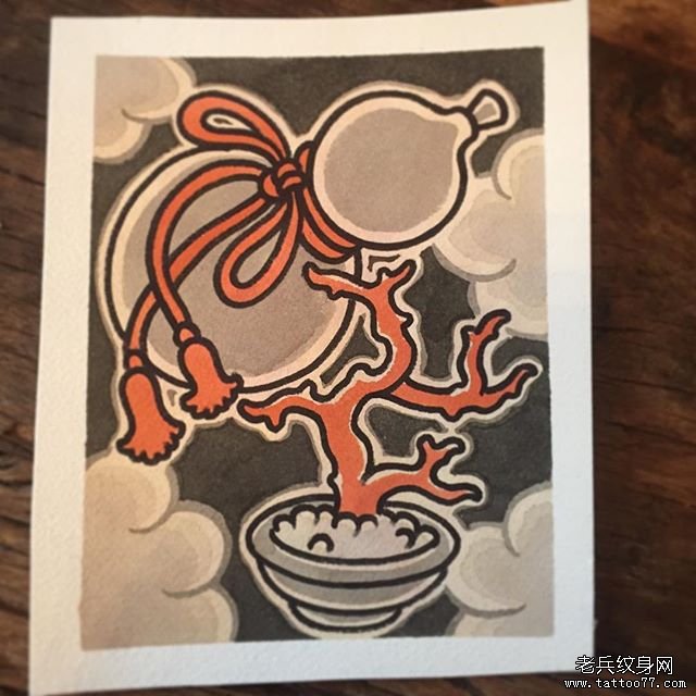 日式色彩葫芦纹身图案