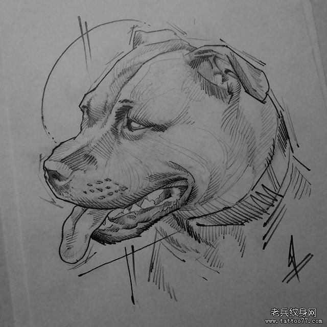 狗头纹身手稿图片