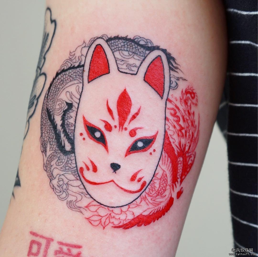 日本狐狸面具纹身图片