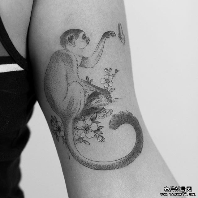 男士纹身图案手臂猴子图片