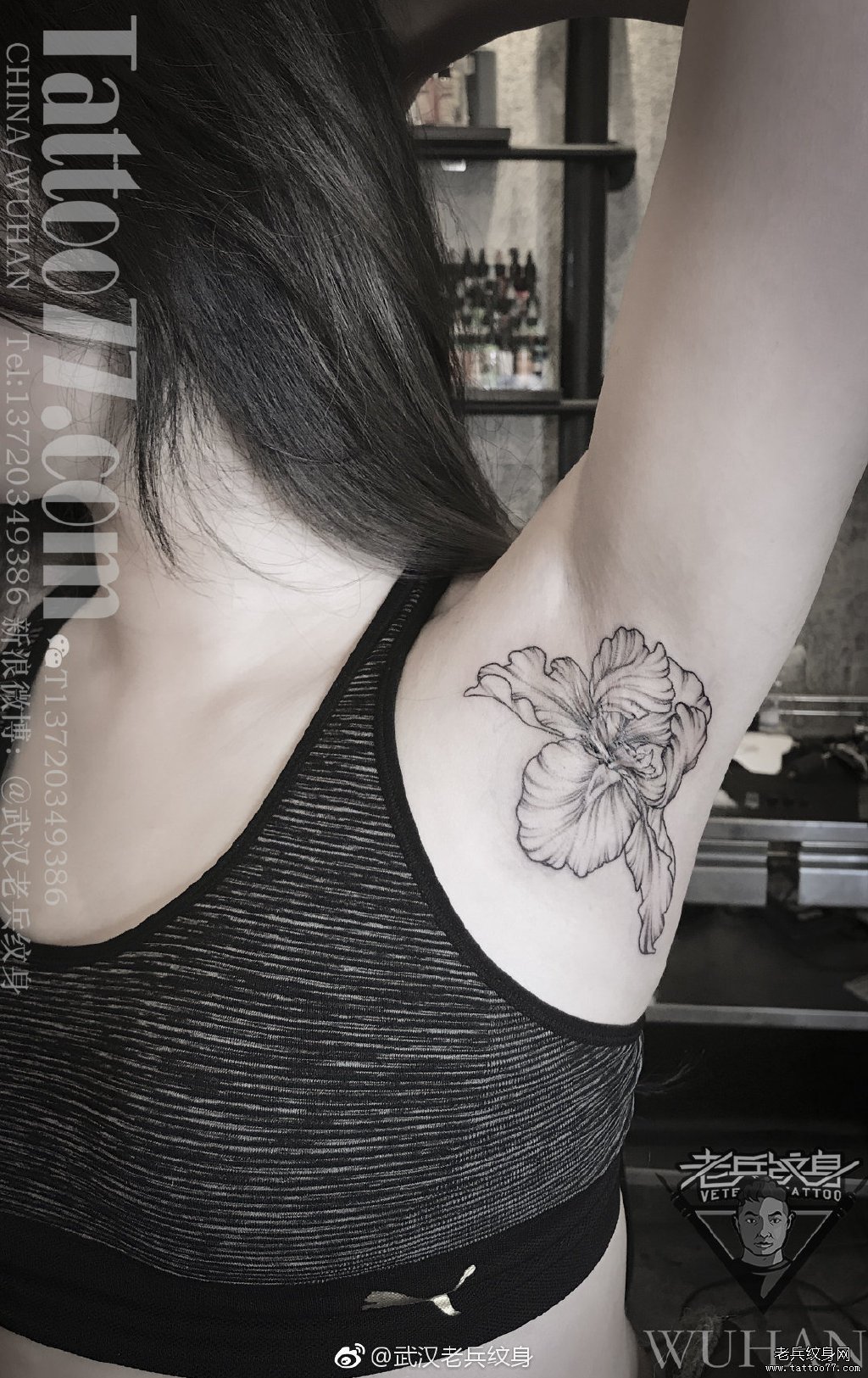 腋窝纹身图案女花朵图片